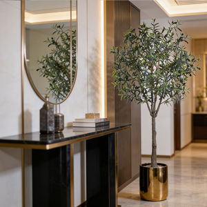 Arbre d'olivier artificiel d'usine, vente en gros, arbre d'olivier en plastique écologique noir pour décoration intérieure avec un aspect naturel - Product Image 4