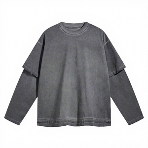 เสื้อยืดแขนยาวผู้ชายทรงโอเวอร์ไซส์ ดีไซน์ใหม่ คุณภาพสูง ผ้าฝ้าย 100% เนื้อผ้าสองชั้น ระบายอากาศได้ดี แห้งเร็ว - Product Image 3