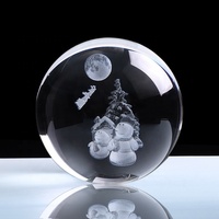 IDÉAL personnalisé 3D Laser gravure bonhomme de neige cerf noël boule de cristal verre sphère décoration cadeaux