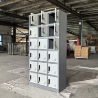 Casier en acier à 18 compartiments avec serrures individuelles, armoire de rangement pour chaussures en métal, casier pour livres et sacs d'écoliers