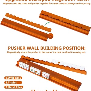 Soporte <span class=keywords><strong>de</strong></span> madera para Mahjong con varilla <span class=keywords><strong>de</strong></span> empuje, tablero magnético <span class=keywords><strong>de</strong></span> empuje ondulado, soporte para dominó y cartas antiguas, bandeja <span class=keywords><strong>de</strong></span> juego alfanumérica, minimalismo moderno - Product Image 3