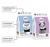 Sacs à fond plat en PET imprimés sur mesure, résistants à l'humidité, de qualité alimentaire, pour aliments pour chats et chiens, emballages en plastique, 1,5 kg, 3 kg, 5 kg