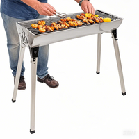 Barbecue pliant en acier inoxydable de qualité supérieure pour restaurant, camping, fête et usage domestique