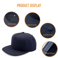 Casquettes personnalisées de haute qualité à 5 panneaux, logo brodé, fermeture arrière réglable, visière plate, casquette rigide, fabricant chinois