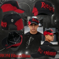 Topi Baseball Rico O Muerto ROM Hitam Merah Patchwork Bordir 3D Jahitan Distressed Gorras Barbas Asli Dengan Pin Logam