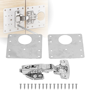 Kit de réparation de charnières d'armoires en acier inoxydable, plaque de couverture argentée antirouille de 3,5 x 3,5 pouces avec vis pour fixation d'étagères - Product Image 1