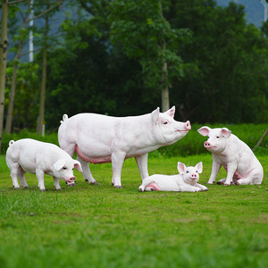 Sculpture de cochon artificiel extérieur écologique en fibre de verre jardin ferme paysage noir modèle ornement décoration animale petit - Product Image 1