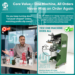 גבוהה מהירות סיבוב מעגלי מסך מדפסת 1 צבע על נייר כוס חד פעמית כוסות משי מסך הדפסה עבור pp פלסטיק כוס - Product Image 2