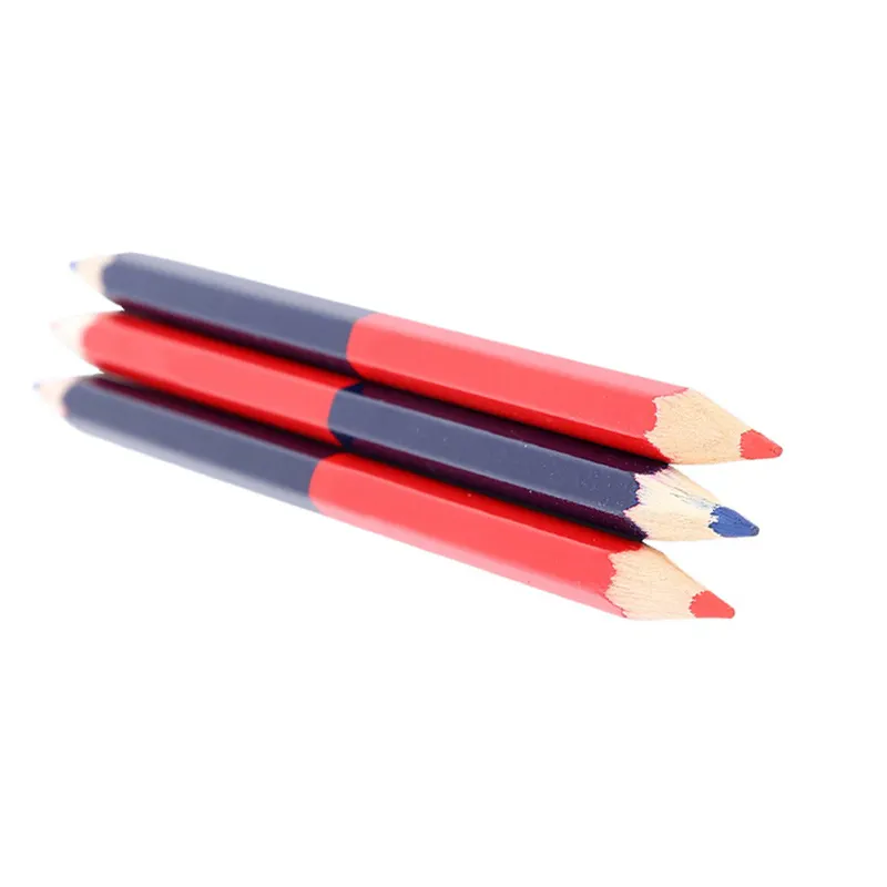 Wholesale Drawing Color Pencil Bulk Customized Double Headed Hexagonal Red Blue Carpentry Pencil