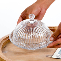 Cloche à gâteau en verre transparent de qualité alimentaire, avec motif en relief, empilable, pour pâtisserie, café, pâtisseries, cupcakes