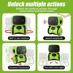 Robot à commande vocale avec capteur tactile, rotation à 360°, enregistrement, répétition, chant, danse, yeux LED, jouet éducatif en plastique, cadeau pour enfants - Product Image 6