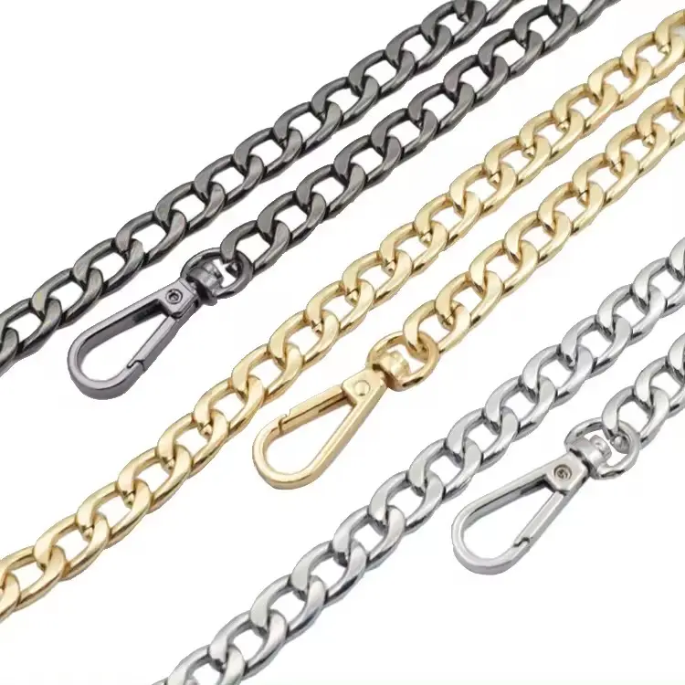 Lingzhen, venta al por mayor, accesorios de cadena para bolso de hombro, cadenas de Metal personalizadas para bolso, correa de cadena de aluminio para bolso