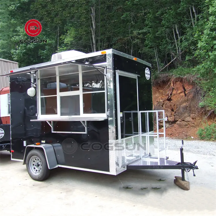 Venta de comida móvil Cocina Catering Camión Helado Carro de comida rápida Carro de remolque de comida con ruedas con cocina completa