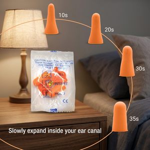 Bouchons d'oreilles anti-bruit en mousse PU orange de qualité supérieure, réutilisables, avec NRR 31 dB, pour l'étude et le sommeil - Product Image 3