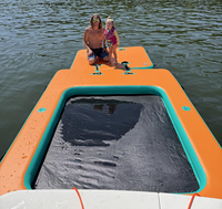 Plataforma Flotante Inflable Portátil, Isla Inflable para el Océano, Piscina Marina con Bomba de Aire