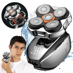 Resuxi LK-5610 Upgrade 5D Electric Rotary Shaver Waterproof IPX6 Magnetic Blade Rechargeable LCD Head Shaver