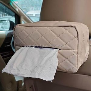 Boîte à mouchoirs pour voiture Boîte à papier pour siège arrière Boîte de rangement en cuir PU Organisateur rectangulaire Anti-poussière Multifonction - Product Image 2