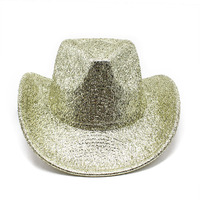 Chapeau de cowboy occidental en velours doré, chapeau fedora en laine de performance, chapeaux hauts pour hommes et femmes, chapeau de cowboy de fête