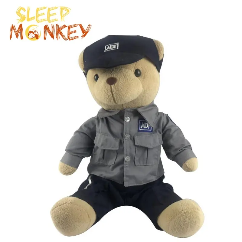 Pabrik Kustom Kapten Seragam Boneka Beruang Boneka Hewan Mainan Mewah Kapten Nyonya Rumah Boneka Beruang Pilot Beruang Teddy untuk Maskot