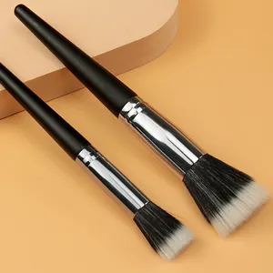 Multifunções Face Wood Black Handle Alta Qualidade Cabelo Sintético Private Label Único Contour Blush Maquiagem Stippling Brush