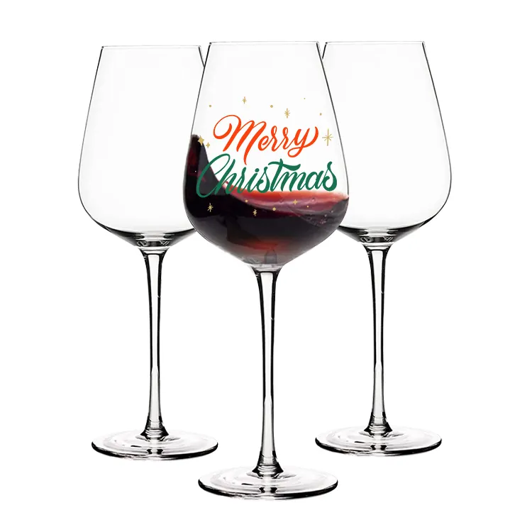 Low Moq Customized Logo Goblet Bordeaux Christmas Wine Glasses For Serving Party Home Bar Restaurants