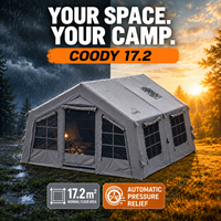Tente gonflable familiale Coody Familia 17.2 Air - Gris, camping en plein air, 4 saisons, résistante au vent, ouverture rapide, grand espace