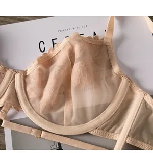 Lencería Suave de Alta Calidad para Mujer, Conjunto de Brasier y Panty de Encaje Sexy, Ultrafino, Bordado y Transparente - Product Image 4