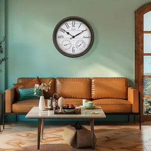 24 polegadas grande impermeável exterior parede relógio termômetros vintage silencioso parede relógios bateria operado relógios - Product Image 5
