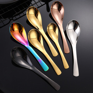 304 Stainless Steel Palace Style Round Bottom Spoon <b>Mirror</b> Finish Glossy Soup Spoon Household Rice Spoon Durable Solid Color - Product Image 1