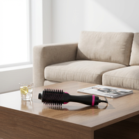 Brosse Sèche-Cheveux Électrique Portable Ionique en Plastique, Moteur 110 000 tr/min, Démêlante et Lissante, Rose, Styler Tout-en-un pour Cheveux