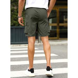 JMIERR Short cargo décontracté pour homme avec 4 poches cordon de serrage taille élastique extensible pour l'été plage travail tissé Logo décoration - Product Image 2