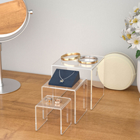 Ensemble de supports d'affichage en acrylique transparent en forme de U, supports à plusieurs niveaux de différentes tailles pour bijoux, objets de collection, présentoir d'affichage en acrylique pour la vente au détail
