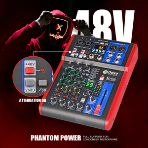 Mixer <span class=keywords><strong>Audio</strong></span> 4 saluran Amplifier konsol DJ rumah profesional dengan antarmuka <span class=keywords><strong>Audio</strong></span> untuk Karaoke dan perekaman PC - Product Image 4