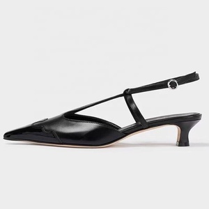 รองเท้าส้นเตี้ยแบบสวมสำหรับผู้หญิง ตกแต่งด้วยผ้าแบบแพทช์เวิร์ค สายรัดข้อเท้า หัวแหลม เหมาะสำหรับใส่ทำงานในออฟฟิศ ฤดูร้อน มีสายรัดข้อเท้า - Product Image 5