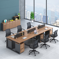 Bureau de direction commercial minimaliste moderne avec armoire latérale, design simple, grand bureau informatique en bois résistant aux taches HD-0D-07