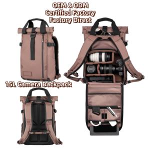 Sac à dos professionnel pour appareil photo 15L, design à enroulement, avec compartiment pour ordinateur portable, accès latéral pour les photographes et les voyageurs - Product Image 1