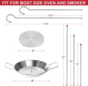 Four à barbecue vertical Al Pastor avec fumoir, boîte de 10 pouces, plat de cuisson pour <span class=keywords><strong>dinde</strong></span>, 5 grilles amovibles en bambou et charbon de bois - Product Image 2