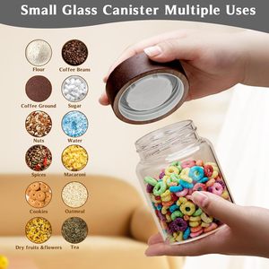 Kitchen Accessories Thread Type Mason <b>Spice</b> <b>Jar</b> Food Grade Borosilicate Glass Storage <b>Jars</b> With Airtight Acacia Wooden Lid - Product Image 5