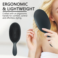 Logo personnalisé Grande brosse pour extensions de cheveux Brosse démêlante pour cheveux surdimensionnés avec emballage en boîte en papier Brosse à cheveux en poils de sanglier vierge en vrac