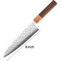 Couteau de cuisine professionnel en acier damas martelé à haute teneur en carbone avec manche en bois, couteau japonais, couteau de chef, couteau damas