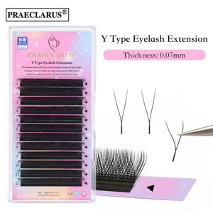 ขนตาปลอม PRAECLARUS แบบ Big Y รุ่น YY ต่อขนตาแบบ YY Lash Braided ขนมิ้งค์ธรรมชาติ F3d C D DD ความหนา 0.07 มม. - Product Image 4