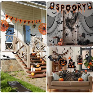 Jack-o'-lantern teschio <span class=keywords><strong>fantasma</strong></span> pipistrello striscioni bandiere turbiniera ghirlanda ventagli di carta pon pon tovaglia <span class=keywords><strong>per</strong></span> decorazioni <span class=keywords><strong>per</strong></span> feste di <span class=keywords><strong>Halloween</strong></span> - Product Image 2