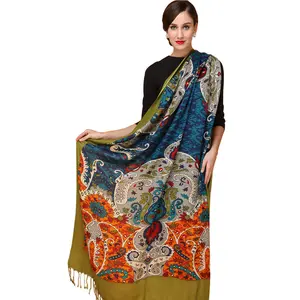 Großhandel Woll schal gedruckt Hijab Long Pashmina Schal 250*110cm
