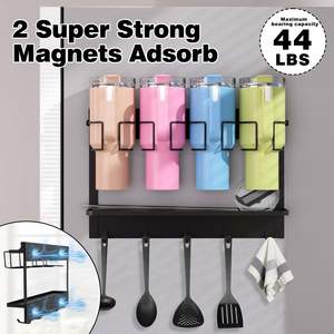 Organisateur de bouteille d'eau magnétique à 5 crochets pour Stanley 40 oz 2-en-1, support de rangement pour gobelets de réfrigérateur, accessoire de vaisselle - Product Image 3