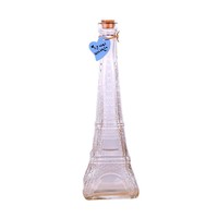 Bouteille en verre transparente Tour Eiffel de Paris, petite, moyenne, grande, pour liqueur, 45ml, 200ml, 380ml, avec couvercle en bois et bouchon en liège, autocollant décoratif