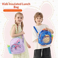 Sac à déjeuner isotherme pour enfants en tissu Oxford imperméable, motif dessin animé, pochette bento avec séparateurs double couche, design bandoulière et portable