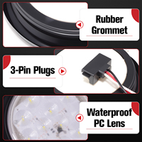 Feux arrière de remorque ronds à LED de 4 pouces, 12 LED, feux de freinage, clignotants avec œillets et fils à 3 broches, étanches IP67