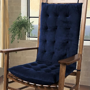 FlyGulls Rocking Chair <b>Cushions</b> High <b>Back</b> Velvet Butterfly Shape Customizable 2 Piece Set Navy Washable Machine Wash Knitted - Product Image 2
