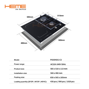 Trung Quốc Nhà sản xuất sản phẩm mới gas & cảm ứng thiết bị gia dụng 60cm 4 đầu đốt Glass Bảng điều chỉnh lai đung - Product Image 3