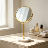 Miroir cosmétique de bureau rond moderne en alliage chromé avec support, double face grossissant 1x/2x/3x, miroir personnalisé